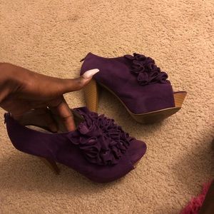 Purple velvet heels